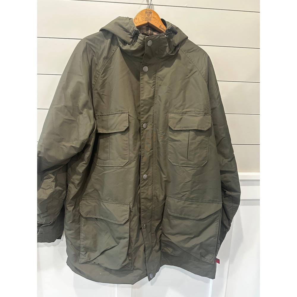 Woolrich Mens Mountain Parka Jacket Olive Green Wool Plaid Lined Hooded XL 16038